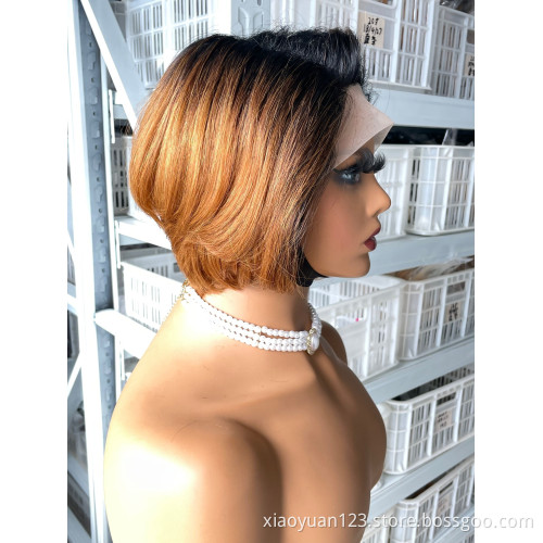 Mayqueen Cheap Wholesale Short Wig 13*4 T Part Lace Brazilian 100% Virgin Cuticle Aligned Human Hair Transparent Lace Front Wigs